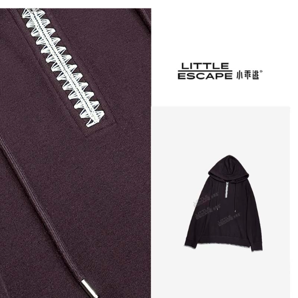 小乖逃1休闲时尚紫色卫衣连帽线线下摆百搭款S25648