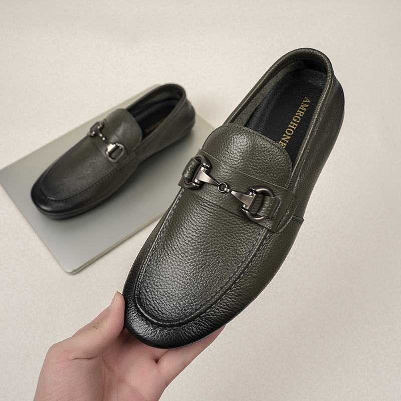 【头层牛皮】夏季新款休闲男鞋潮流时尚舒适透气豆豆鞋开车鞋男士