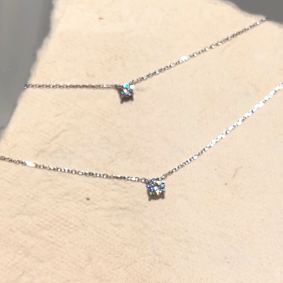 坠链均925银 S925纯银小钻项链高级感百搭气质时尚小众首饰女款