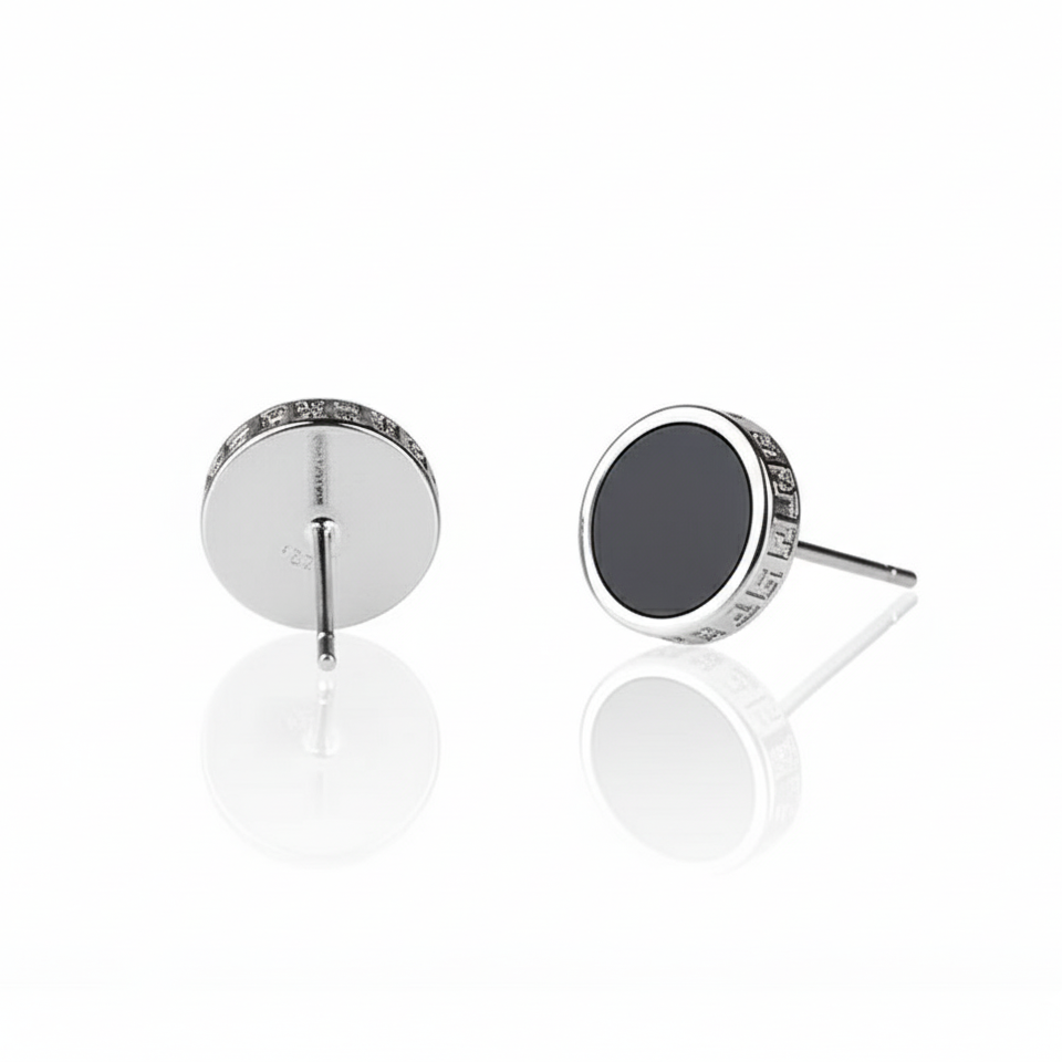 BTSP S925银针黑色嘻哈高品质潮美式街头耳钉