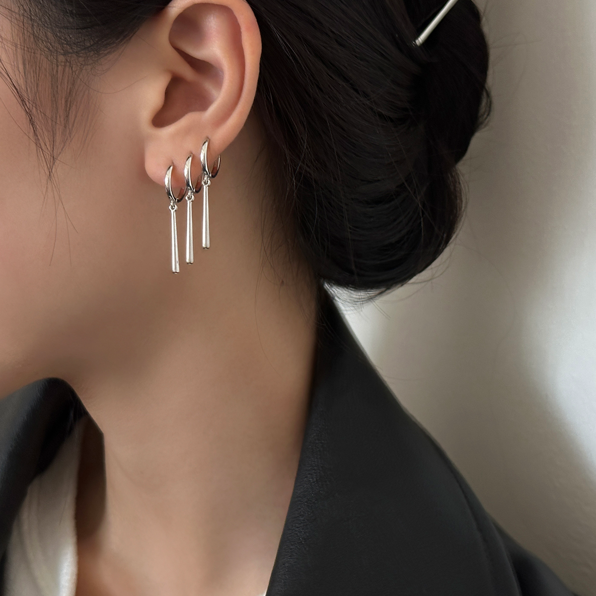 925银耳饰 索隆耳坠同款水滴耳环小众设计感纯银针耳钉女高级感