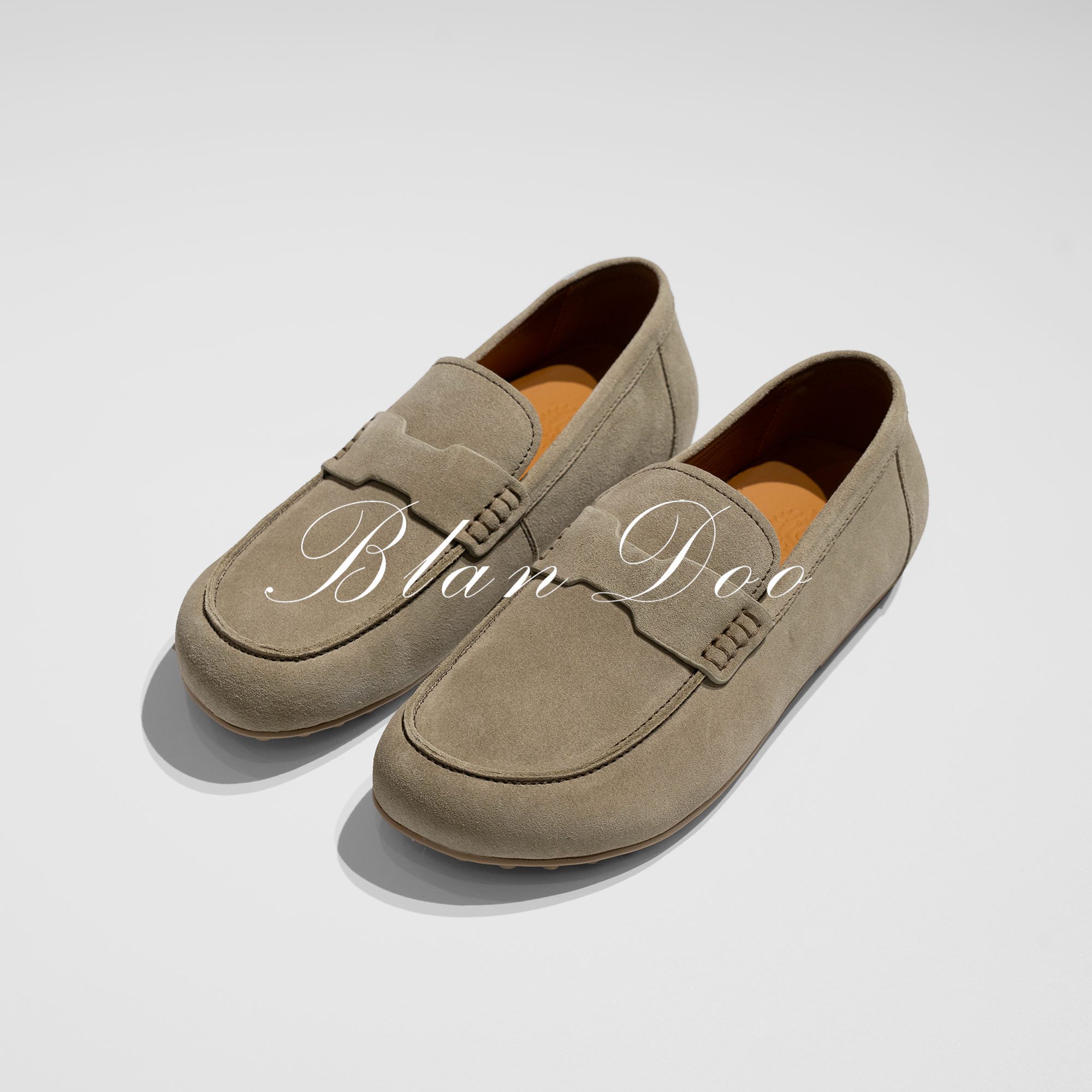 BLANDOO “牛皮反绒” 男士轻奢舒适一脚蹬圆头豆豆鞋9BD972