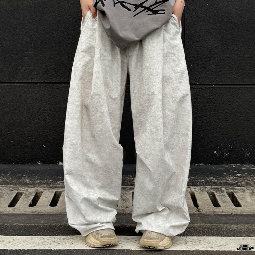 TRUEWORLD原创脏染阔腿废土风工装裤