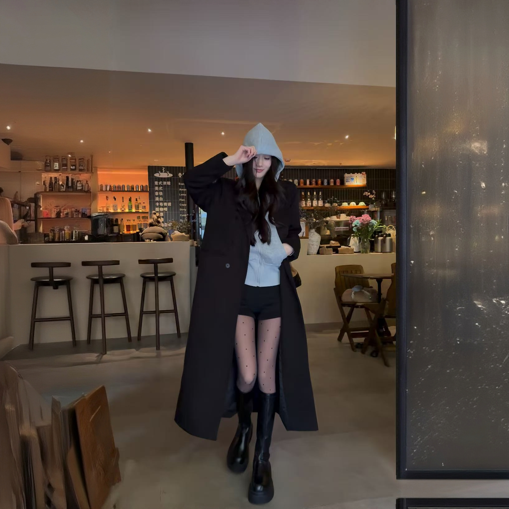 高级感2025冬季新款加长款宽松显瘦毛呢外套女气质大衣加厚小个子