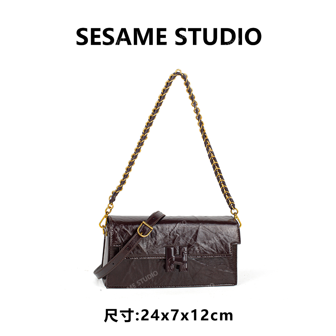 【芝麻集】QYX-7016-可可棕RAIN.CUN休闲时尚百搭腋下女包