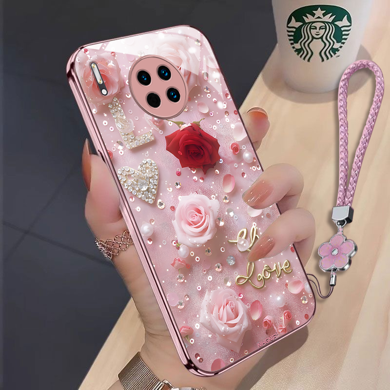 星钻玫瑰华为Mate30手机壳TAS-AL00金属漆全包防摔散热轻奢高级感