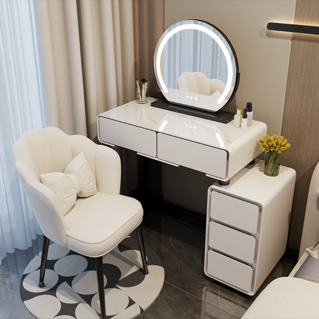 【帝帆】小户型梳妆台卧室现代简约26新款奶油风主卧斗柜一体化妆桌