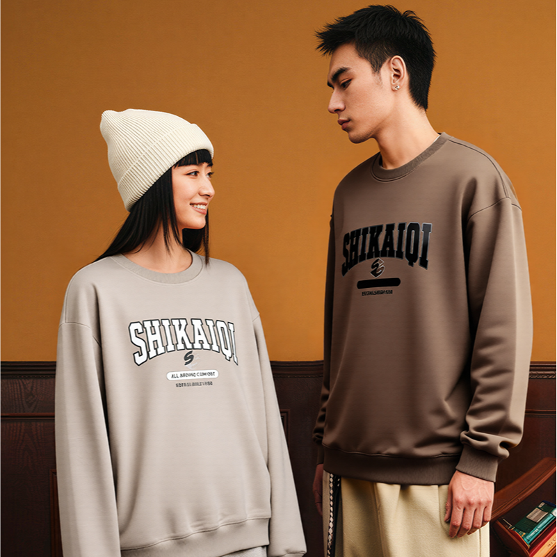 世凯琪品牌运动卫衣套头衫秋冬男女同款印花套头款字母宽纹透气