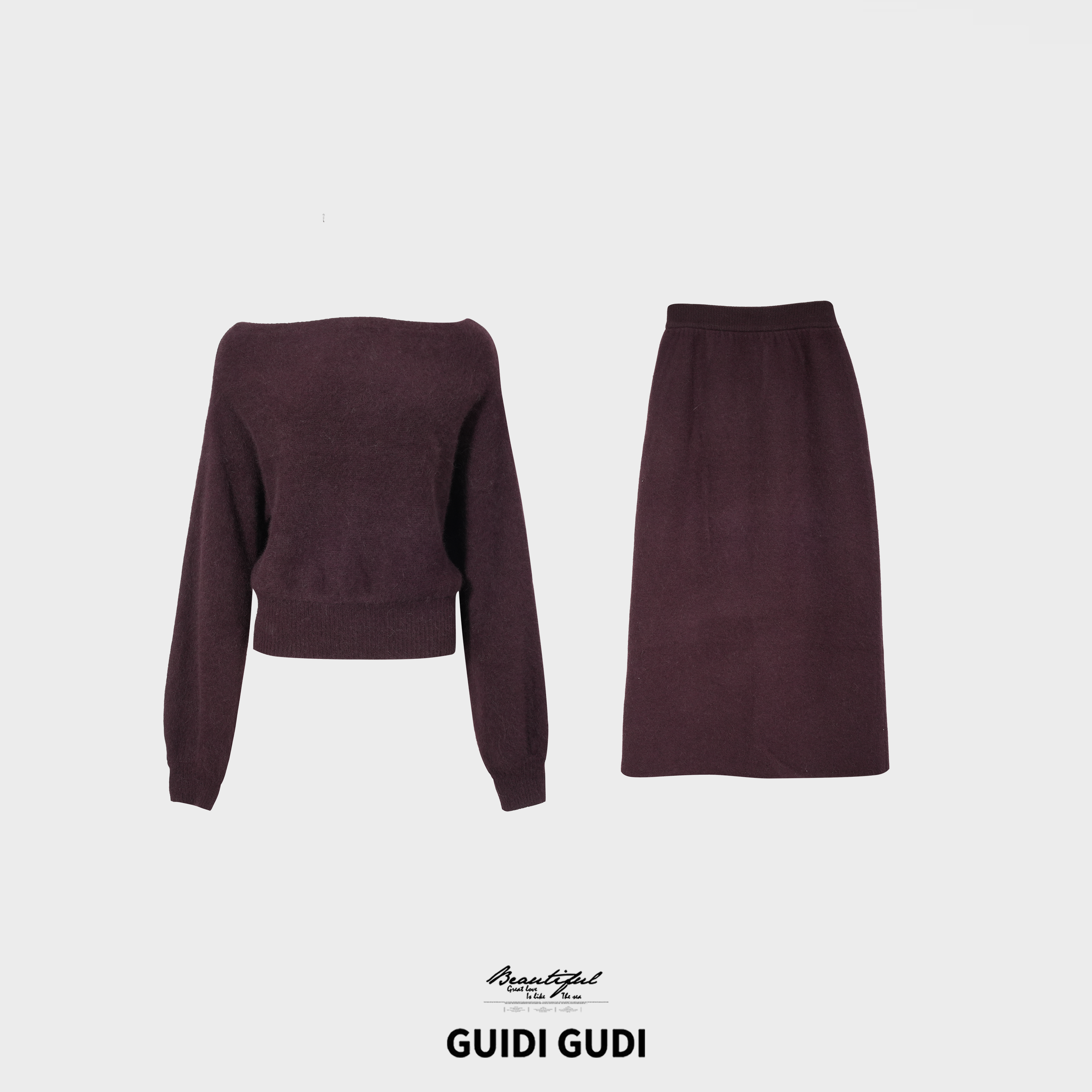 GUIDI GUDI【紫陌红尘】高级感纯色两件套套装/黄加蓝