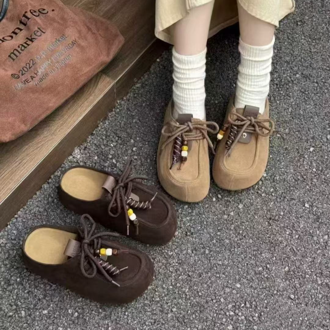 OLULU.新款平底田园风高品质网红包头勃肯拖鞋女鞋百搭韩版ins