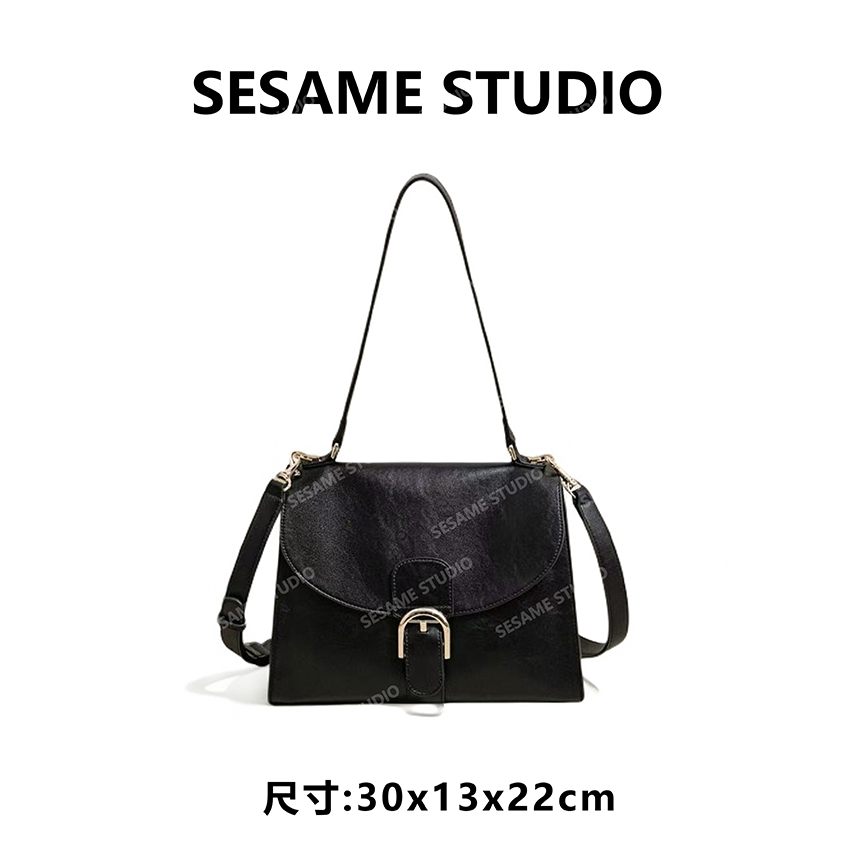 芝麻集】SK-63127-黑色休闲时尚百搭腋下女包