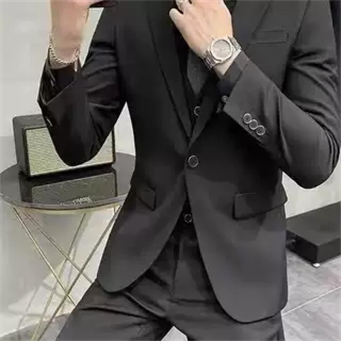 黑色西装男套装结婚男士商务正装礼服高级感休闲修身新郎婚礼西服