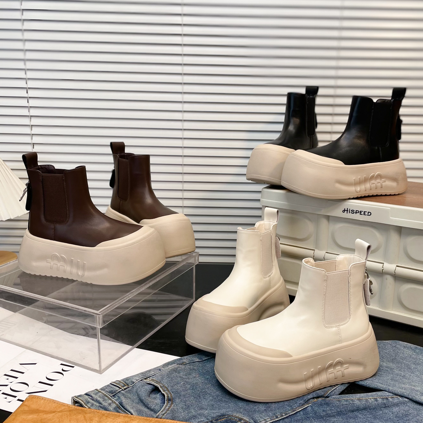 【盼 】2025新款厚底增高女鞋ins潮个性做旧休闲短靴大头圆头裸靴