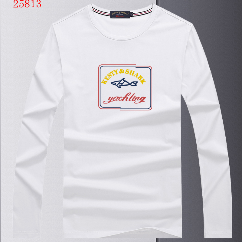 肯迪鲨鱼中青年纯棉印花圆领长袖T恤打底衫上衣时尚秋季休闲体恤