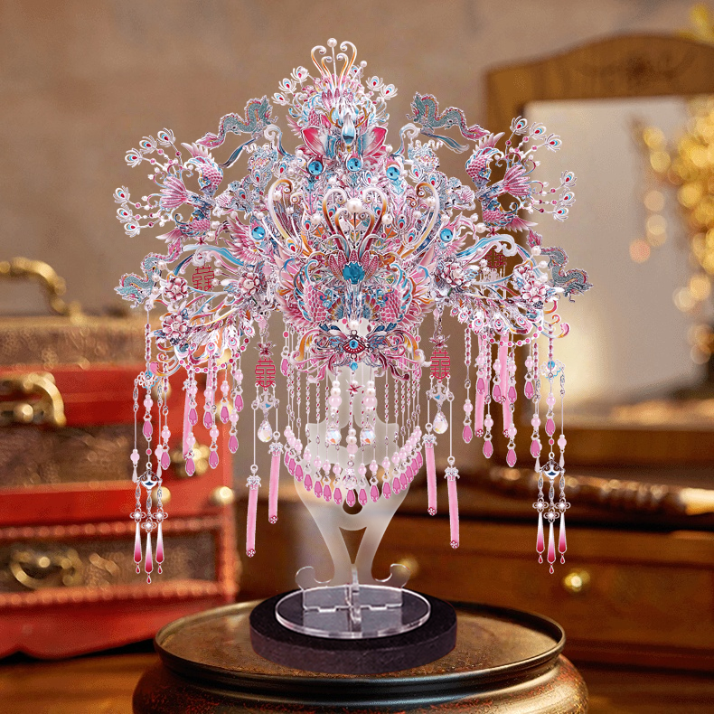 粉色凤冠丨拼钢达酷玩22粉黛结婚礼物拼装立体成人闺蜜生日女礼物