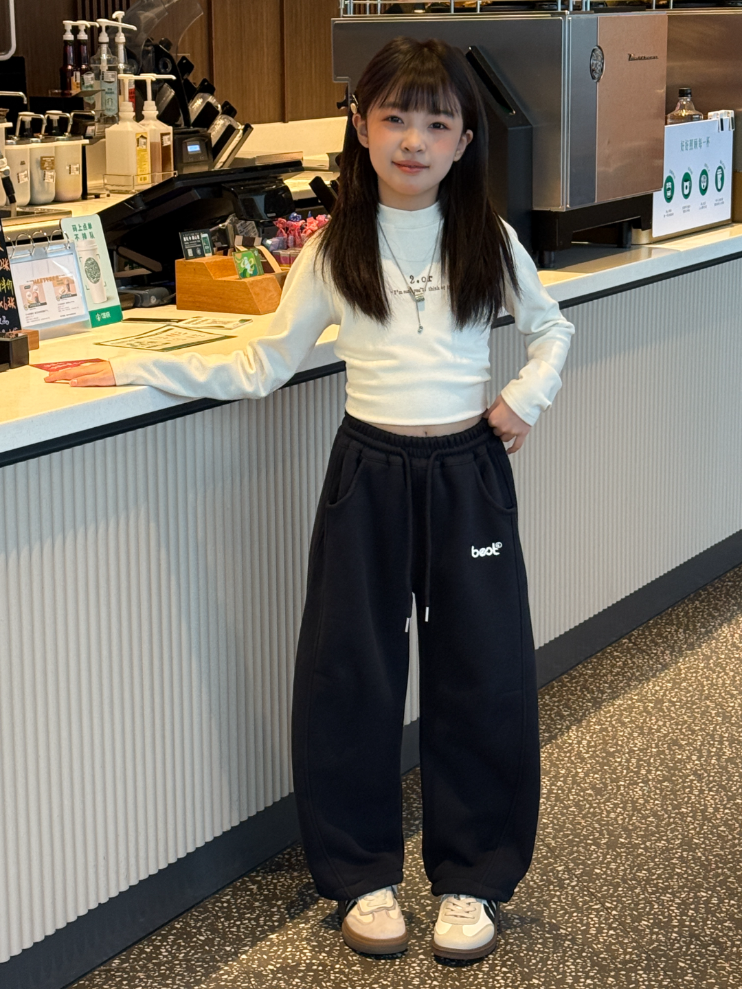 臻雅童装（专柜品质）女童保暖男童保暖加绒加厚弯刀休闲宽松裤