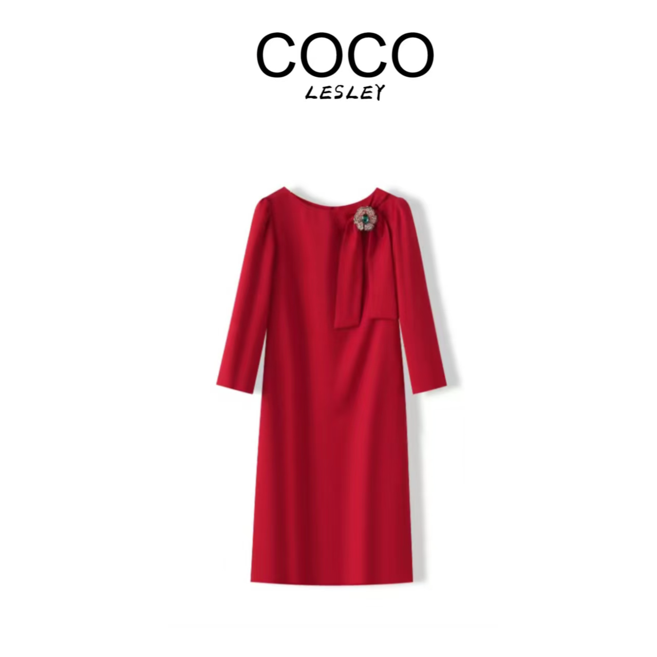 【COCO LESLEY】高端礼服红色喜妈妈连衣裙女裙8813