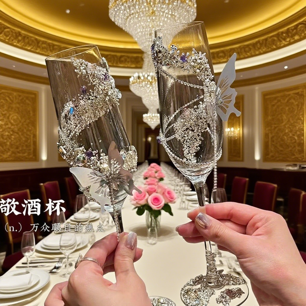 敬酒杯高脚杯材料包diy备婚碎钻装饰杯香槟杯材料包闺蜜订婚