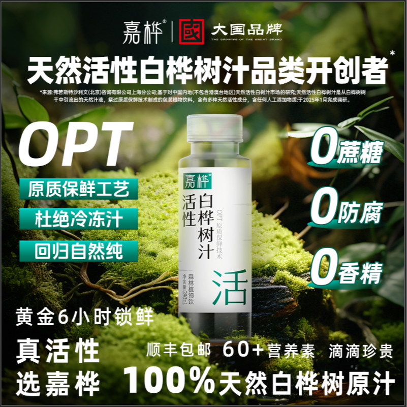 【新品上新】嘉桦天然活性白桦树汁原汁新鲜营养健康植物饮品