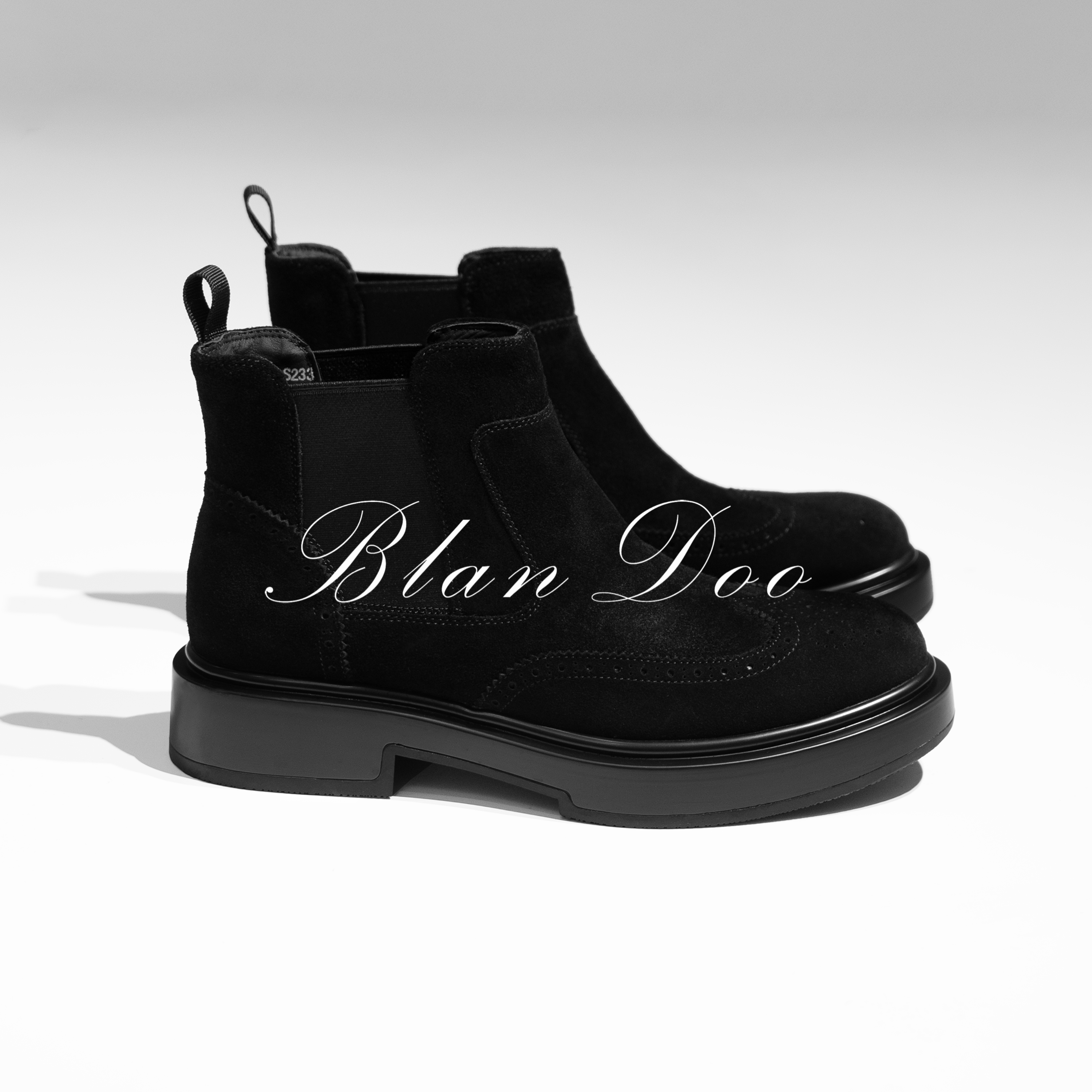 BLANDOO “英伦复古” 男士高定舒适设计感厚底布洛克切尔西靴2753