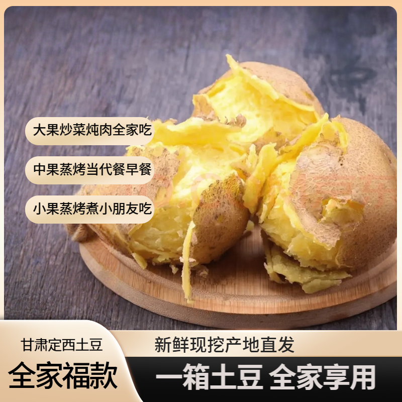 甘肃定西土豆沙面洋芋新鲜现挖农家土豆大中小果吃法多样全家福款