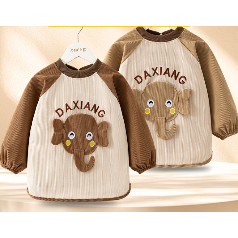 儿童罩衣灯芯绒保暖反穿衣婴儿秋冬季男女宝宝吃饭防脏防水饭围兜