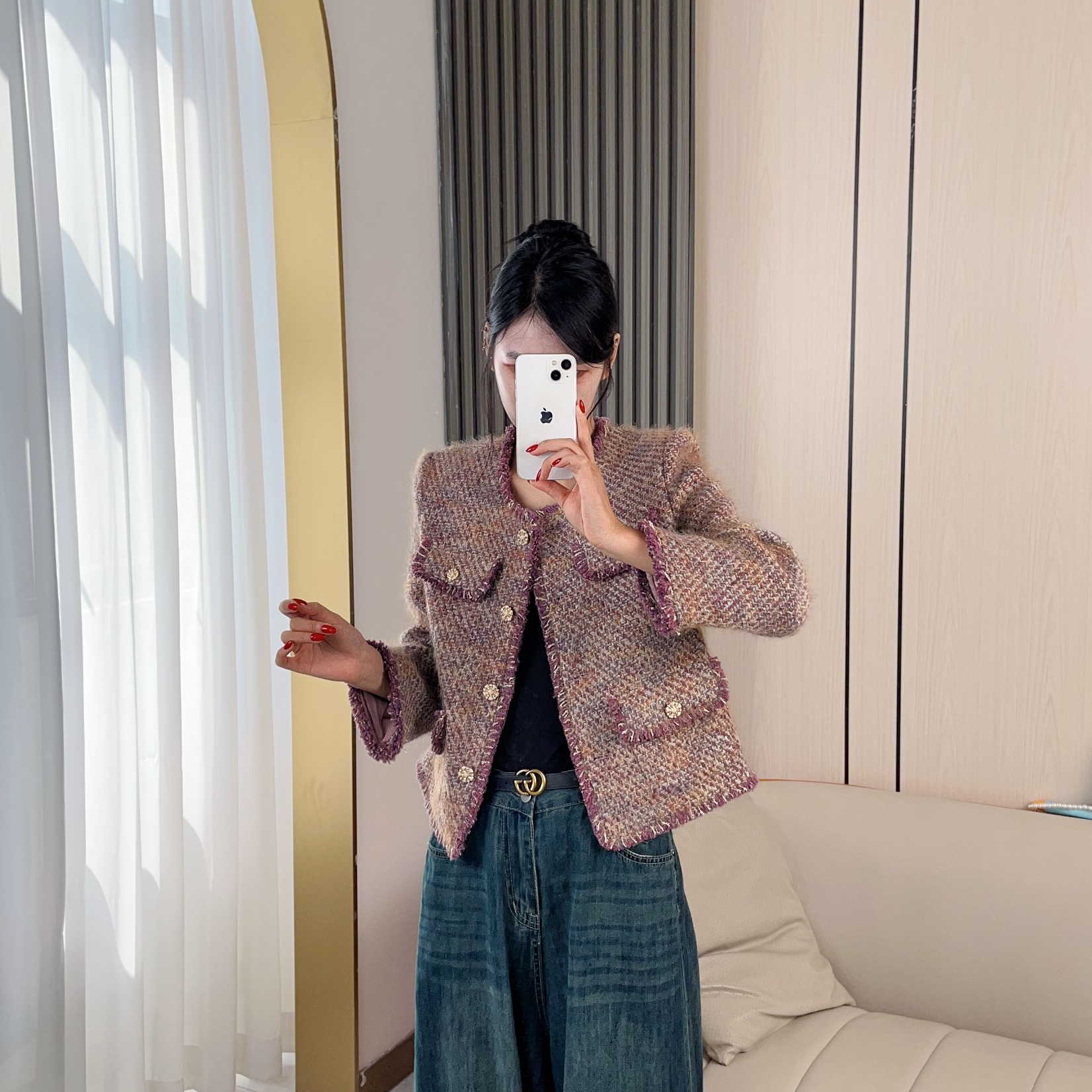 【落日余辉】MSSY美舒尚衣、上衣小香风气质短款时尚秋冬粗花呢60103