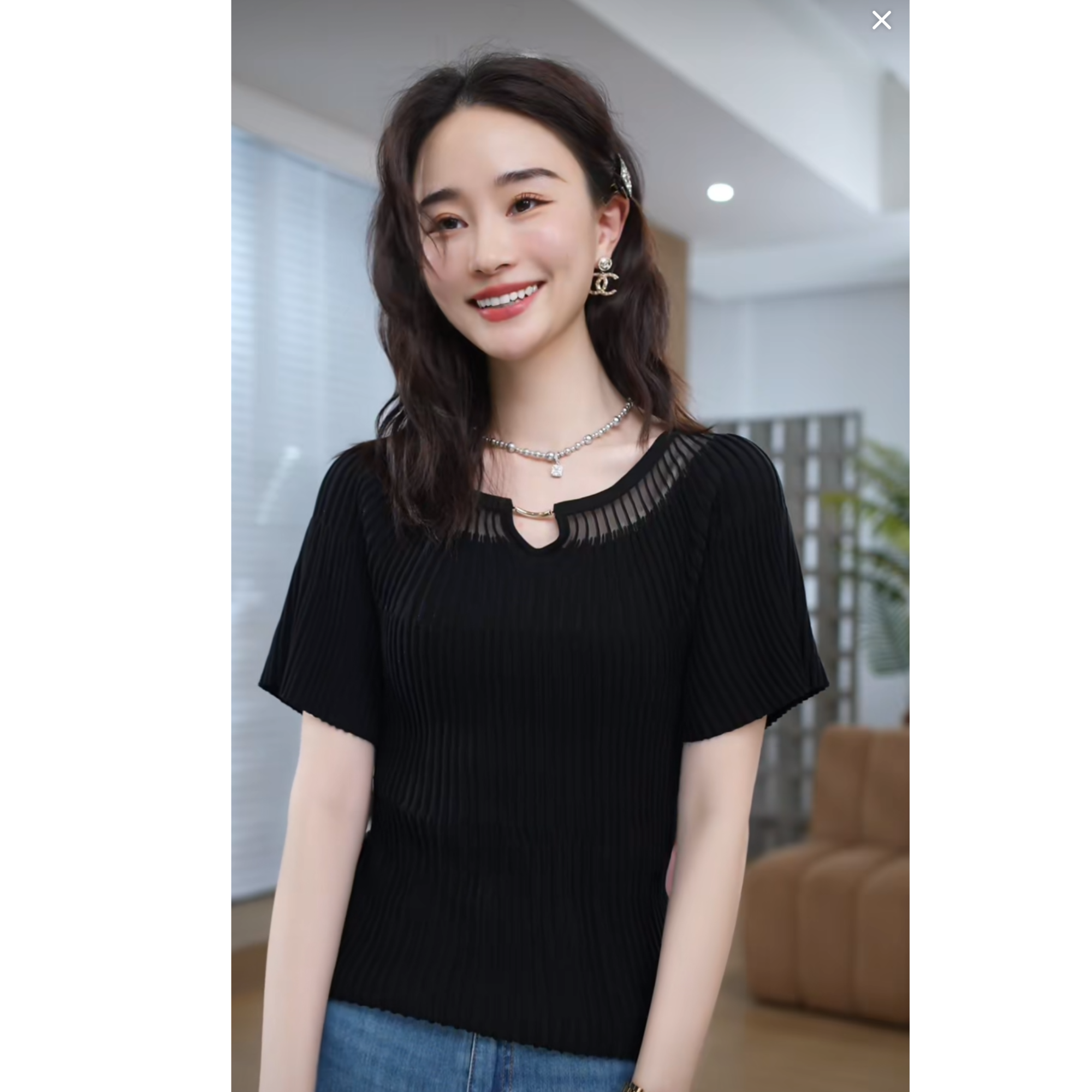 HELAAOMI “莱赛尔70.9%冰透纸片人”桑蚕丝肌理感针织衫CY5BM32547