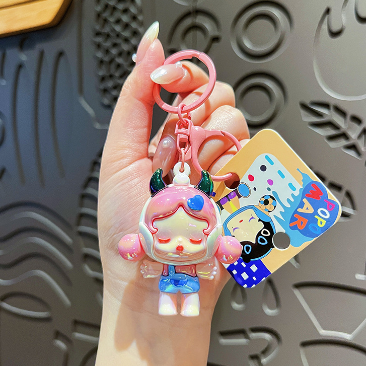 卡通电镀恶魔睡梦女孩钥匙扣可爱少女心闺蜜包包挂件精致礼物礼品