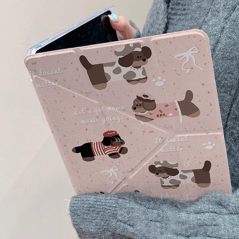 妙品粉腊肠狗适用于苹果iPadA16 25平板保护套iPad11笔槽iPad10壳