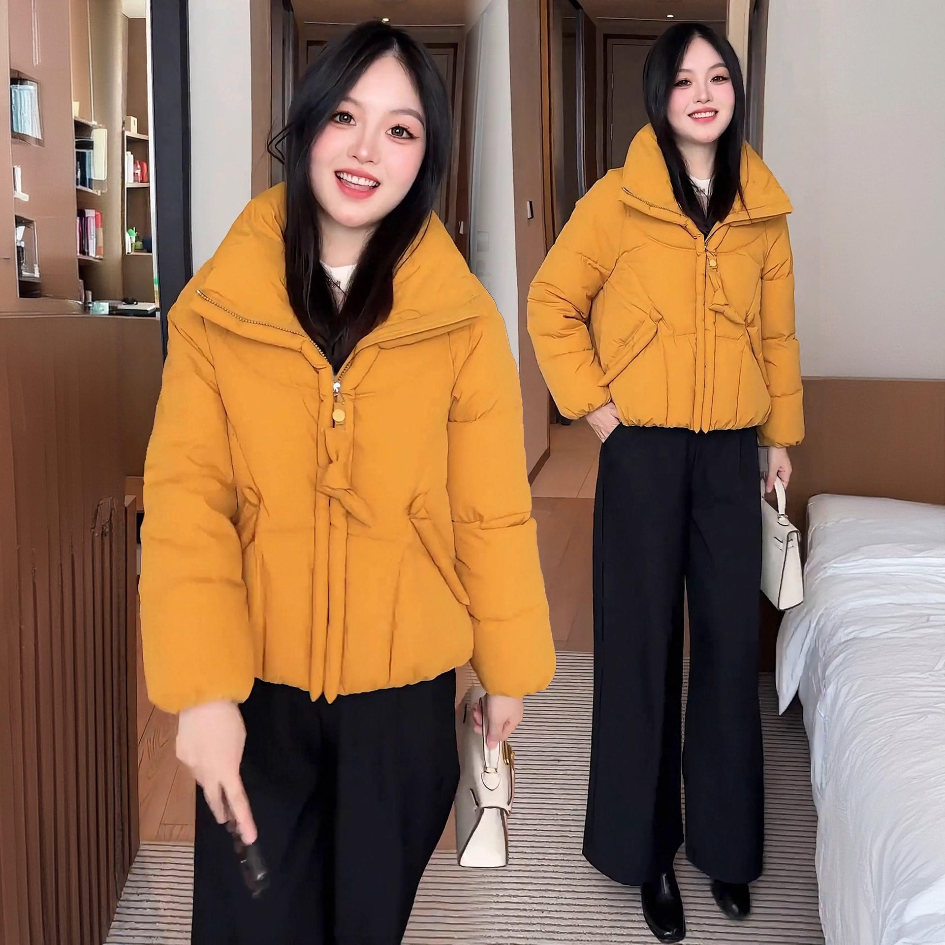 时尚立领短款棉服女2025冬季新款收腰显瘦棉袄小个子洋气保暖棉衣