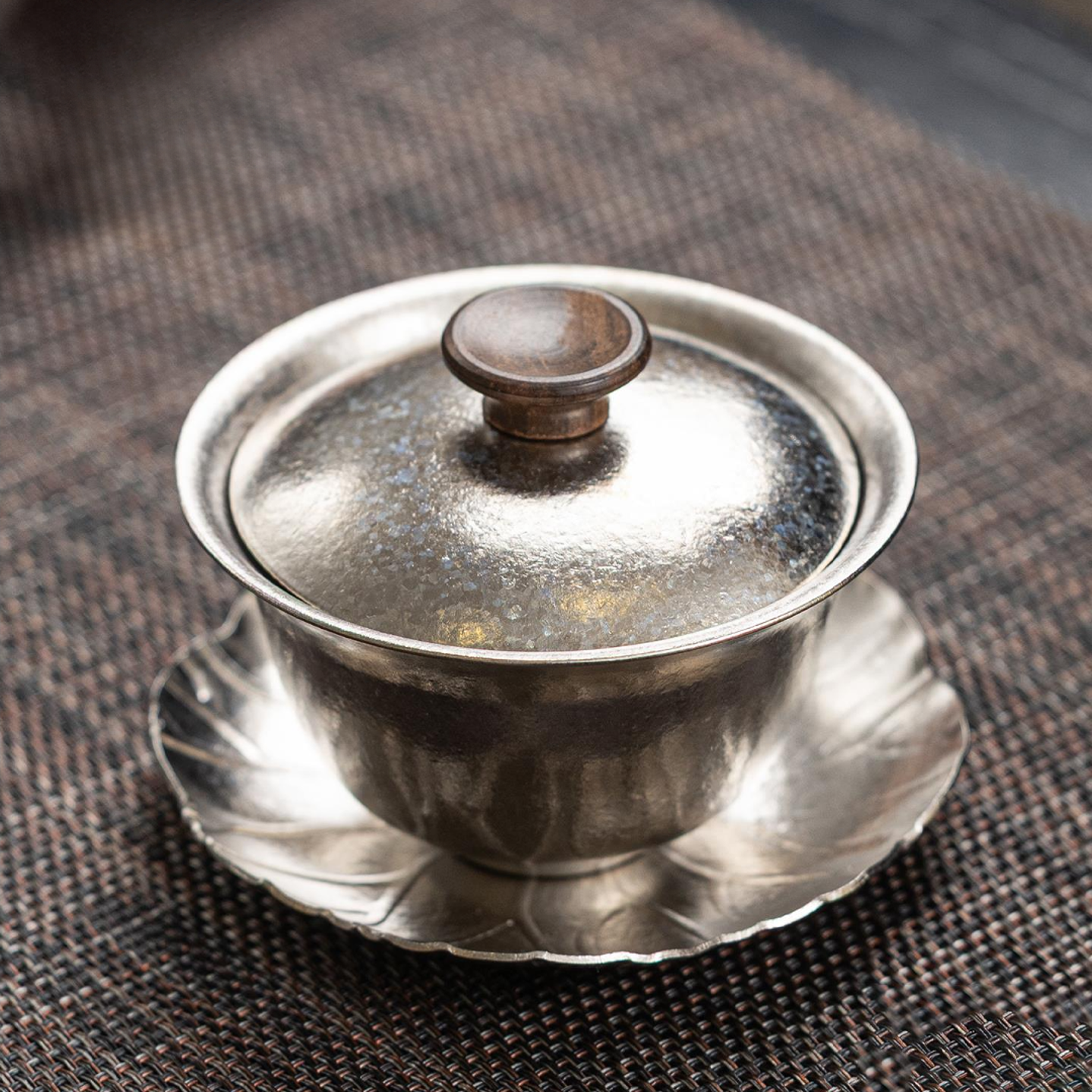 物姿纯钛三才盖碗茶杯单个可悬停家用带盖泡茶碗三件套功夫茶具