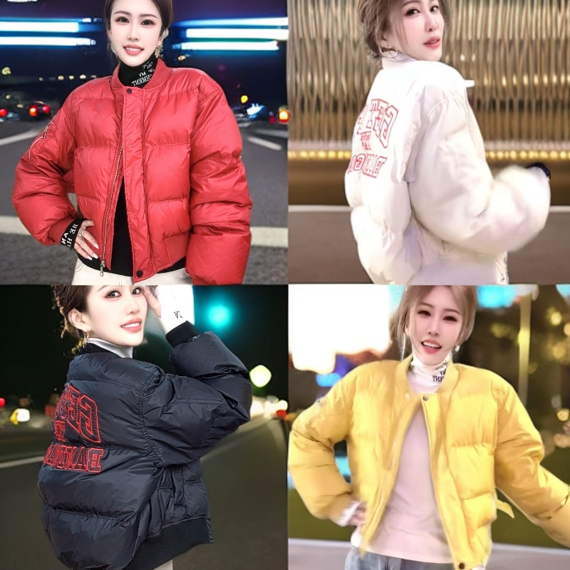 国标白鸭绒短款刺绣棒球服时尚冬季保暖韩版羽绒服加厚洋气87118