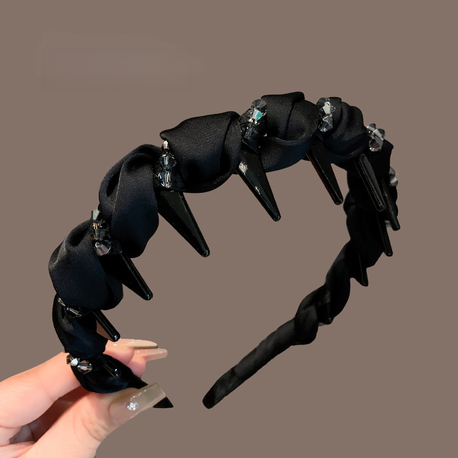 水晶发箍女2025年新款褶皱高颅顶麻花辫头箍高级感压发防滑发卡子