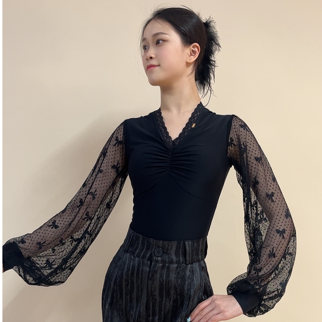 YRSS舞服♥【品宣福利】蝴蝶千金上衣灯笼袖摩登拉丁上衣