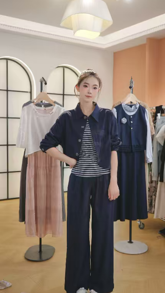 Z8691春秋女士高端时尚三件套洋气百搭宽松套装女