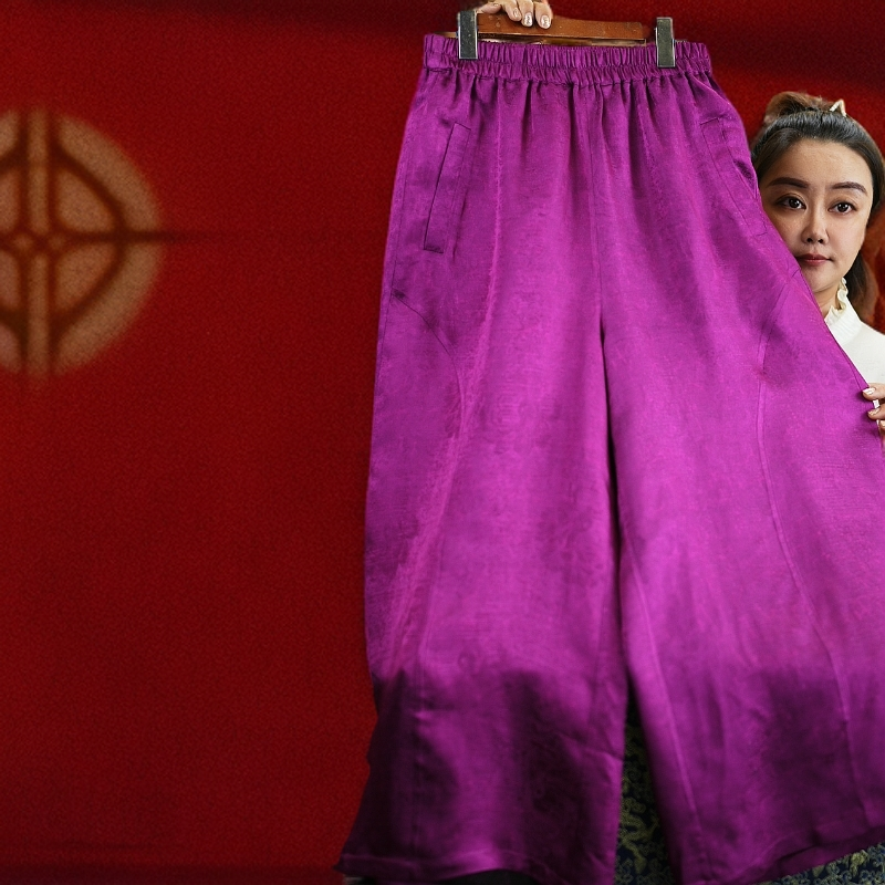 暮山紫<<非遗美学>>1147裙裤原创经典廓形百搭双面穿香云纱女裤