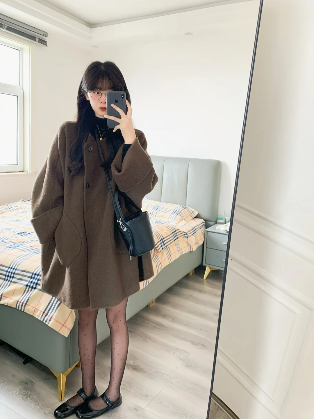 韩版轻熟风双面呢子外套女小个子高级感气质显瘦中长款毛呢大衣冬