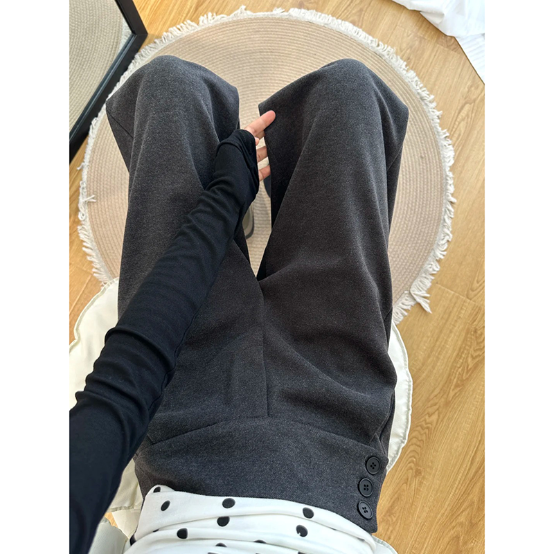 复古百搭垂感三排扣西装休闲裤女2025秋冬新款宽松显瘦通勤拖地裤