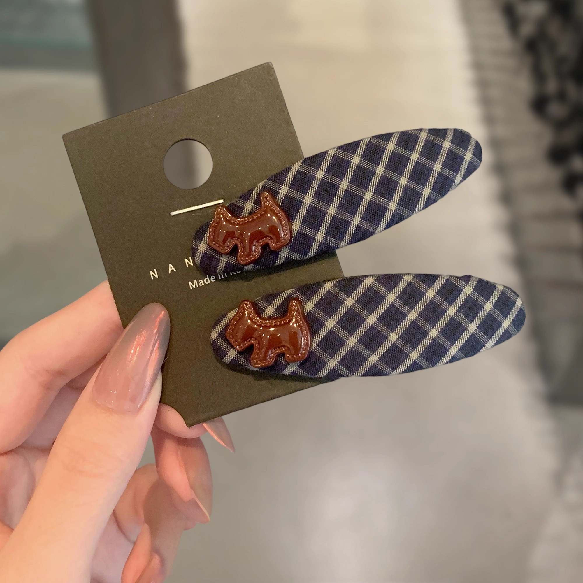 韩国ins风格纹狗狗掰掰夹懒人bb夹甜美鸭嘴夹女侧边刘海碎发夹子