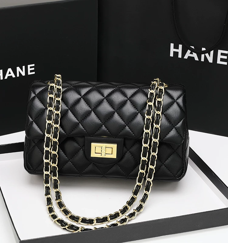 小香风菱格链条包今年新款高级感单肩包百搭真皮链条腋下斜挎包