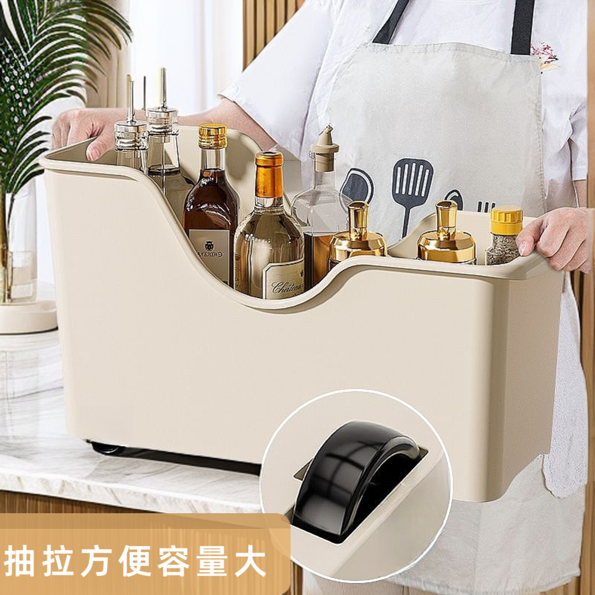 【大号四个装】厨房橱柜无异味收纳筐橱柜置物架带滑轮抽拉式大收纳