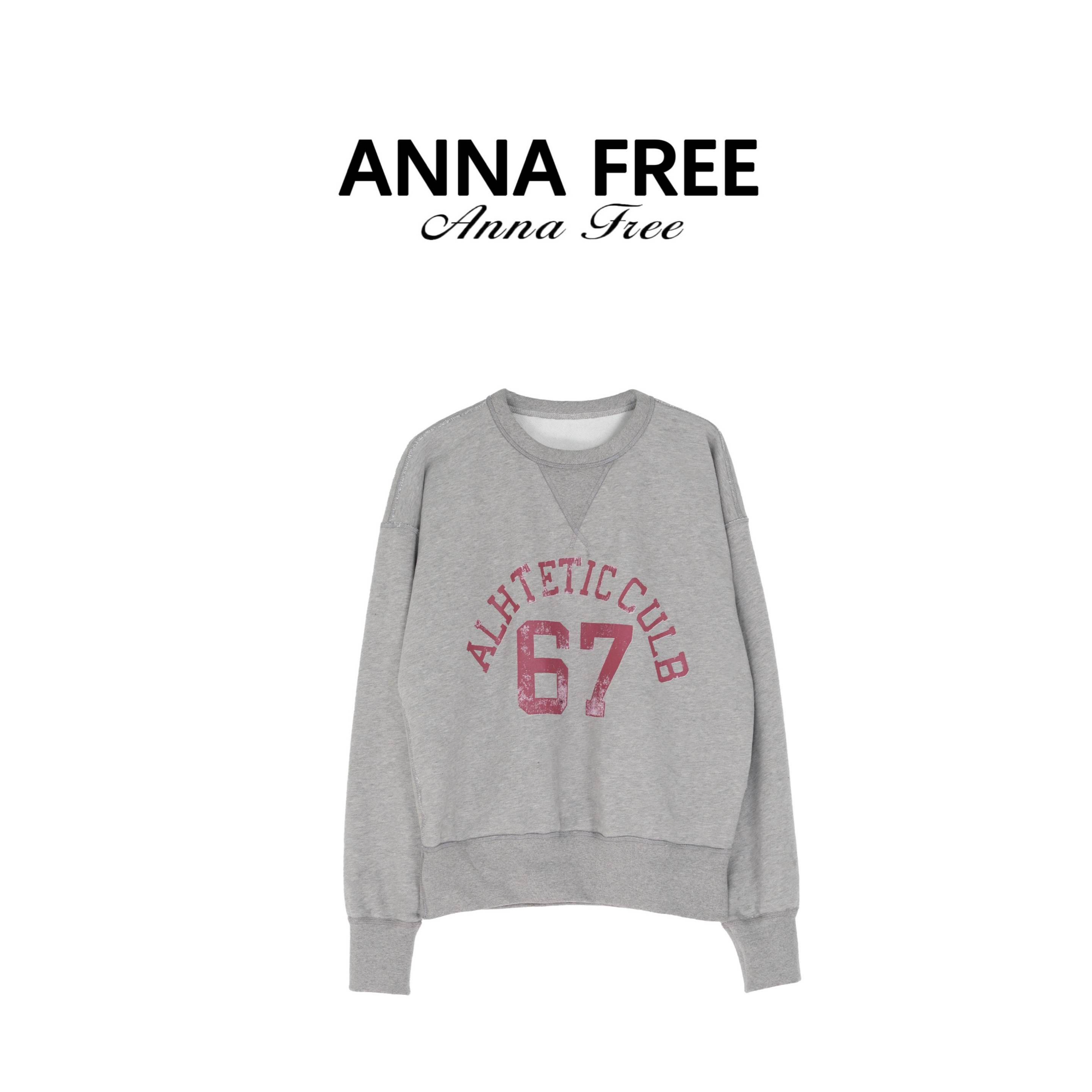 ANNA FREE 2026新款印花时尚长袖套头显瘦宽松卫衣上衣ZCW251119