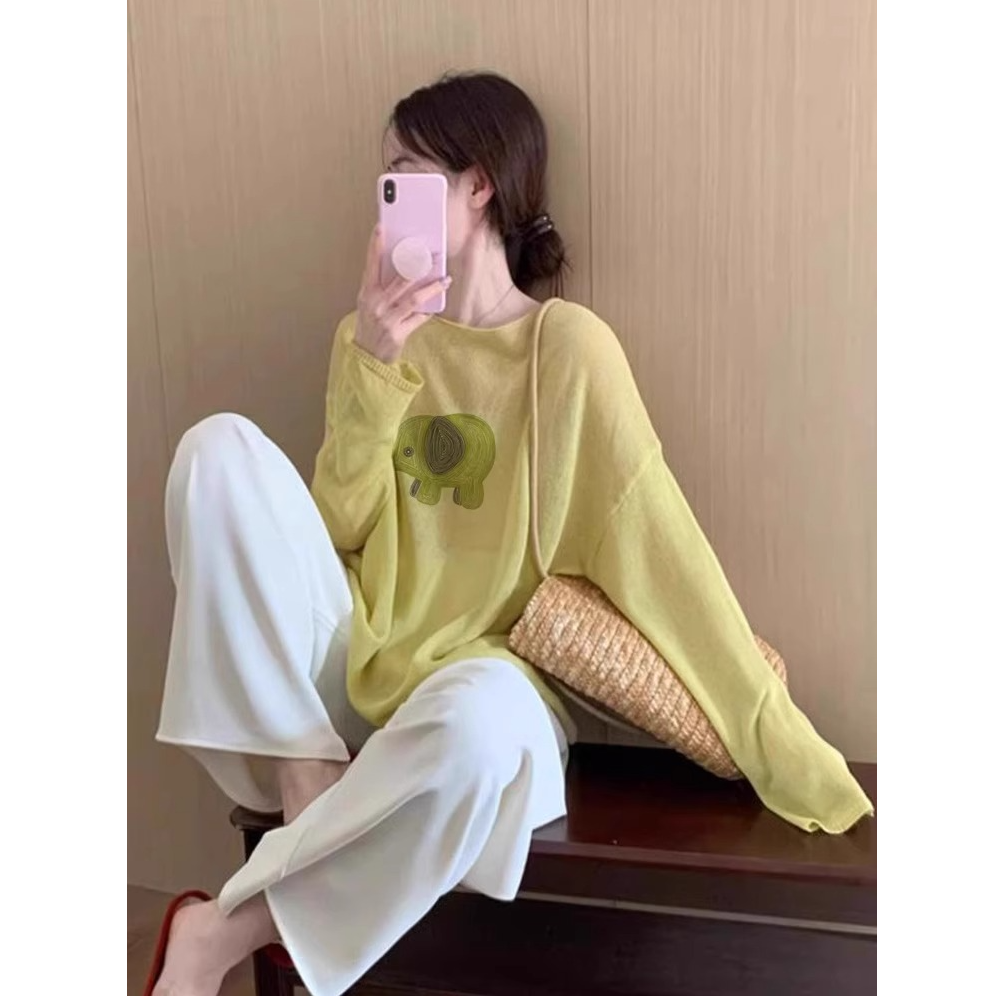 芯娇晴洋气减龄漂亮黄色绿小象罩衫女2025年夏季新款独特别致上衣