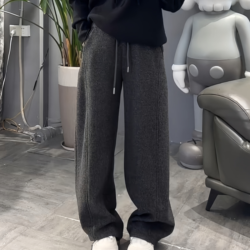 秋冬加绒时尚设计感别致高腰显瘦阔腿裤气质新款宽松松弛感休闲裤