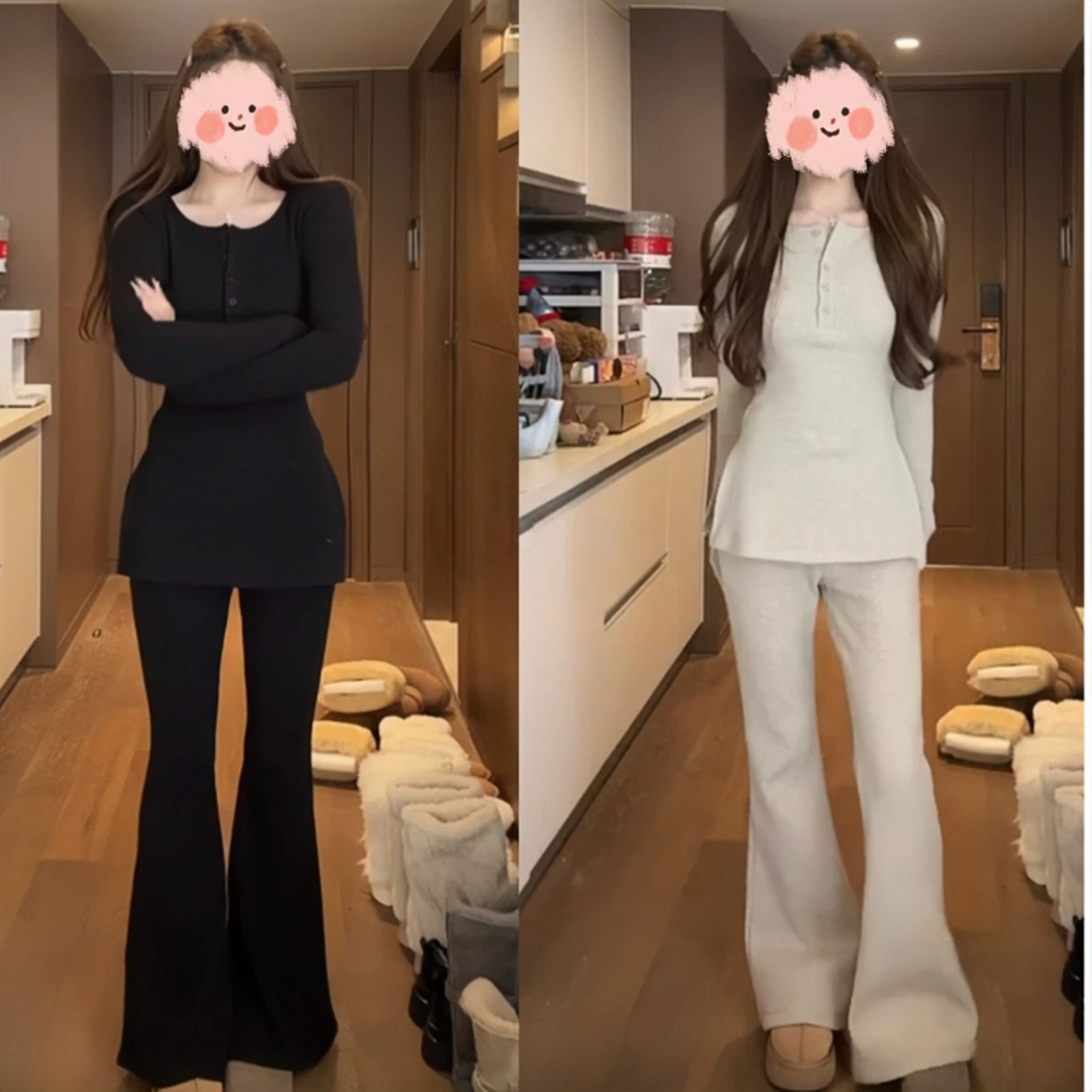 2025冬季新款韩系时尚洋气套装女加绒磨毛上衣收腰显瘦休闲裤