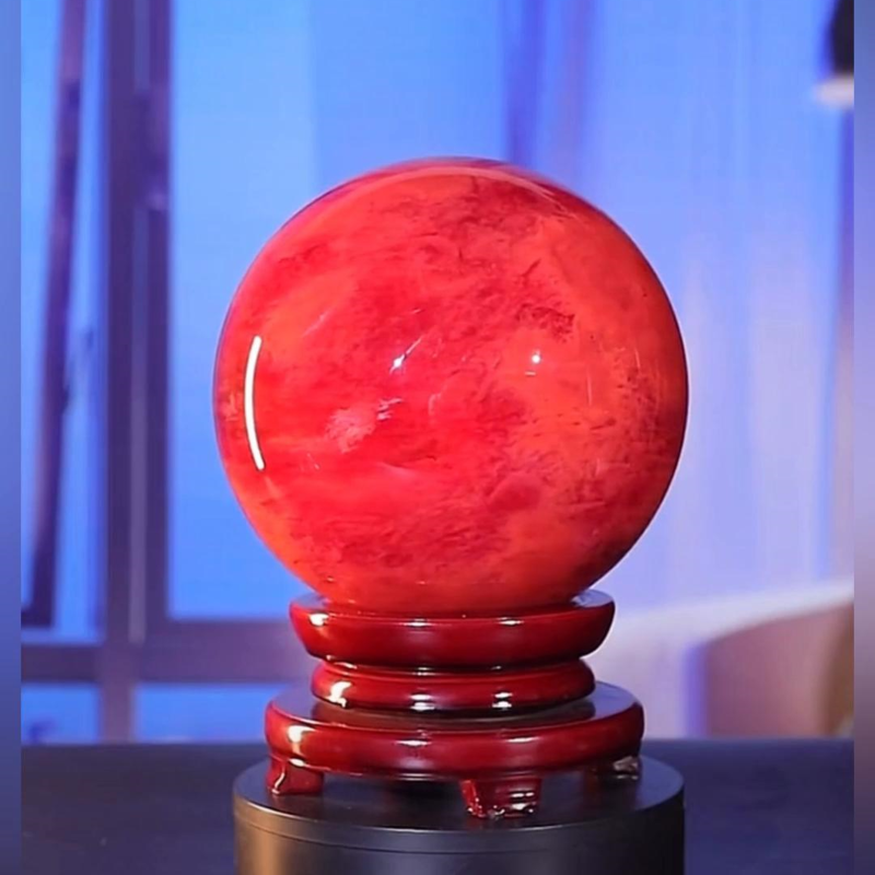 天然【红球鸿运球】奇石摆件家居办公装饰工艺品开业礼品原矿新中式