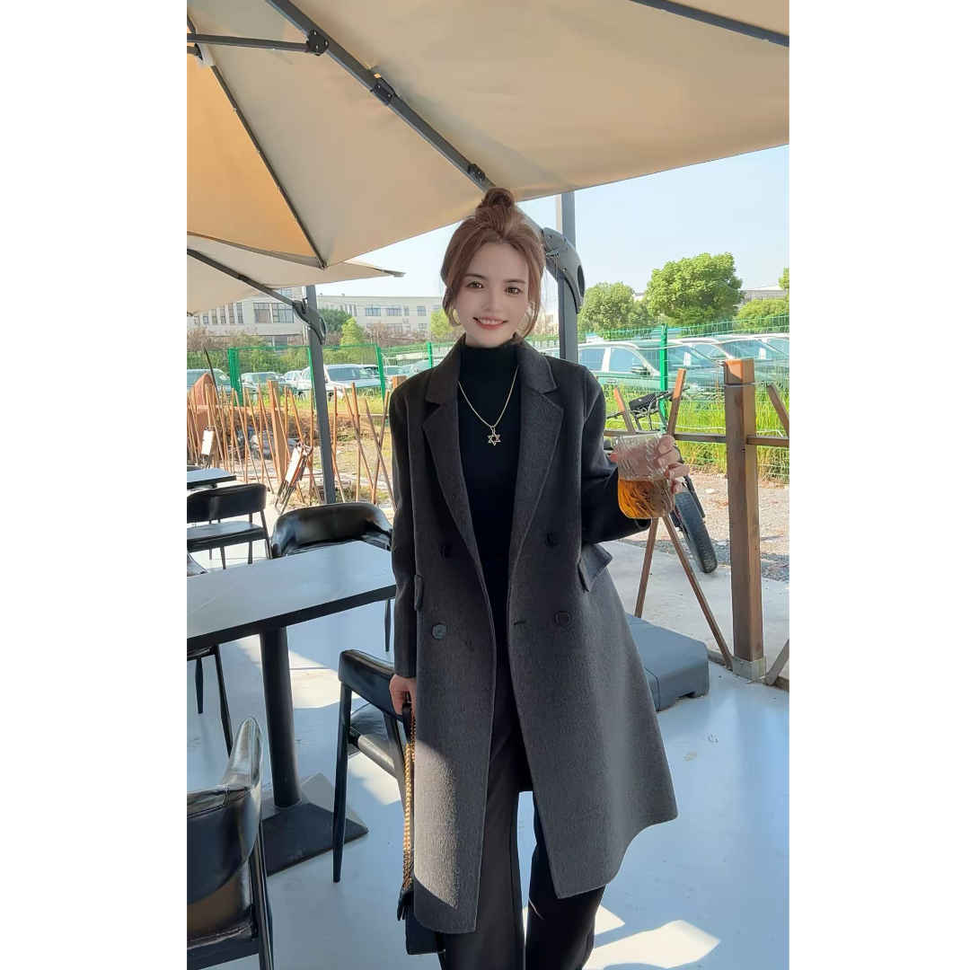 【山羊绒+天丝】①快衣布高奢气质显瘦保暖小个子双面羊绒大衣2501