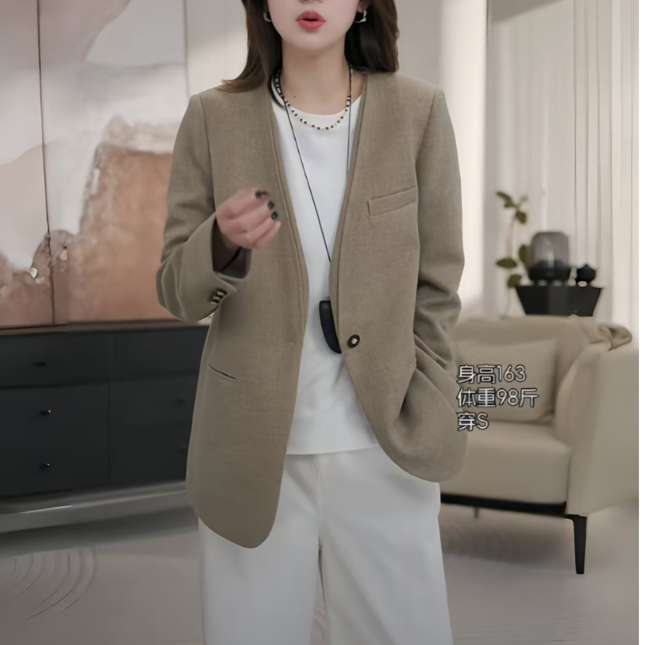 【概念西装】宽松无领西装外套复古高级感气质小个子西服简约轻奢女