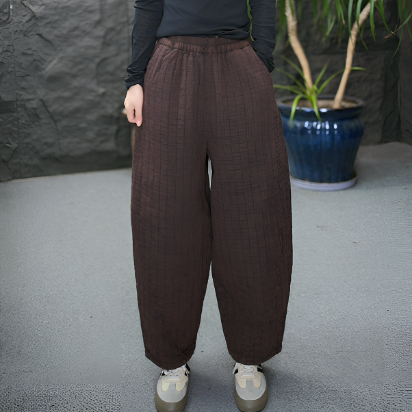 【棉裤】FF秋冬保暖休闲灯笼裤微弹文艺水洗交织纯色休闲裤长裤